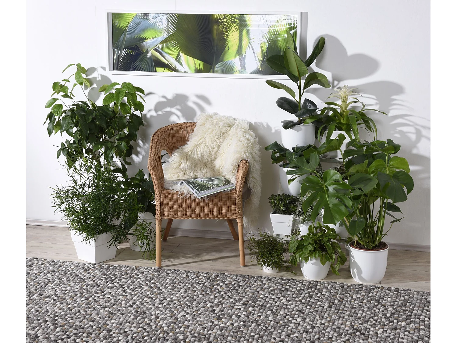 Handgearbeiteter Filzkugelteppich 70x270 cm Natur Multi Felty 2.2