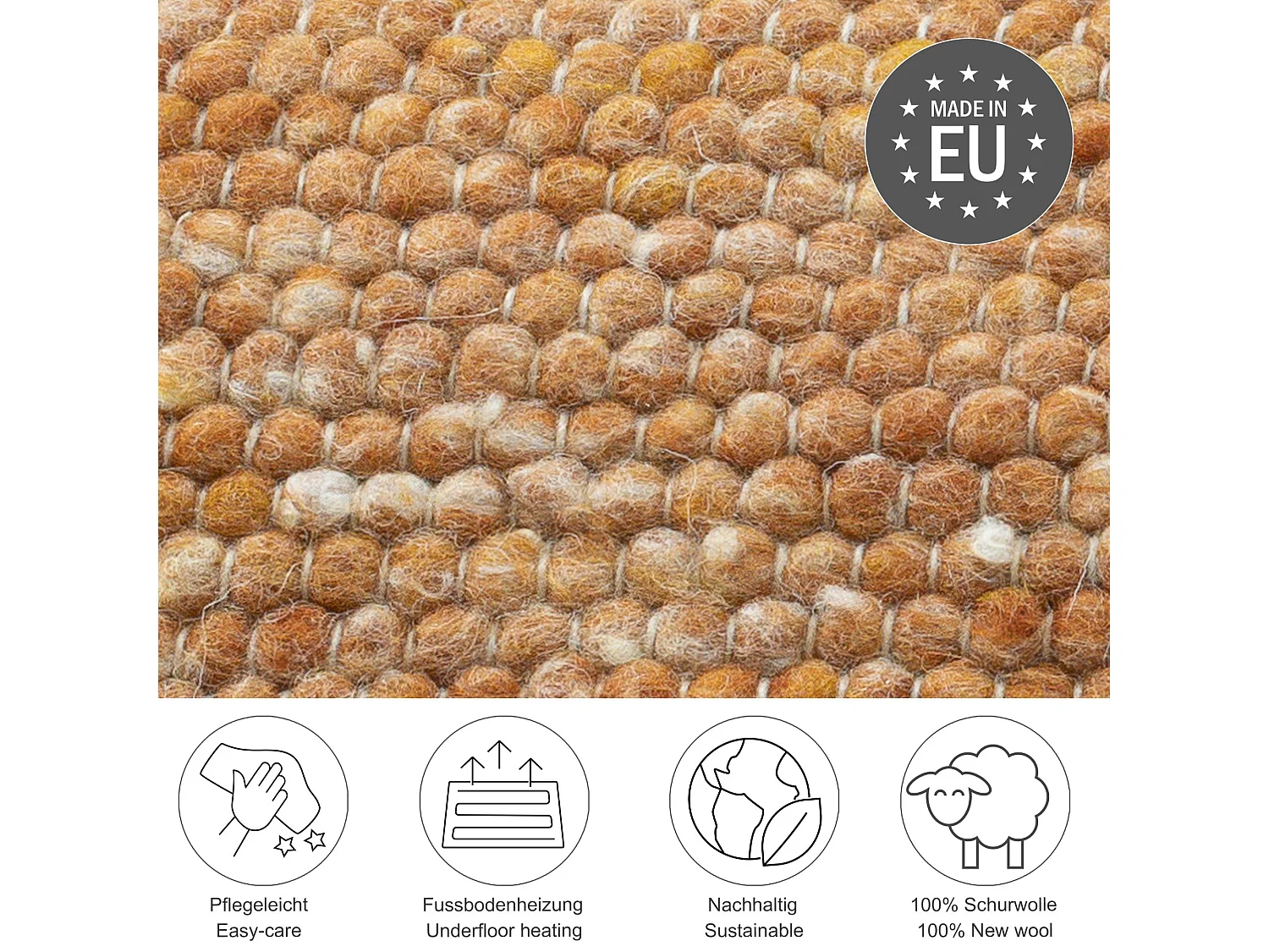 Handgeweven omkeerbaar wollen tapijt 140x200 cm terracotta Alpen