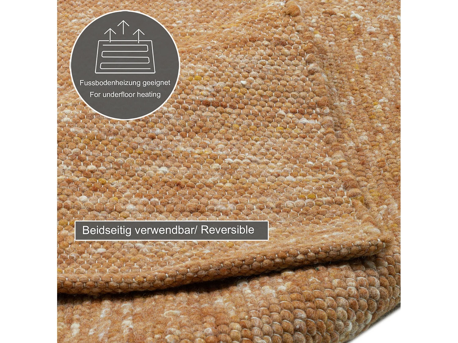 Handgeweven omkeerbaar wollen tapijt 140x200 cm terracotta Alpen