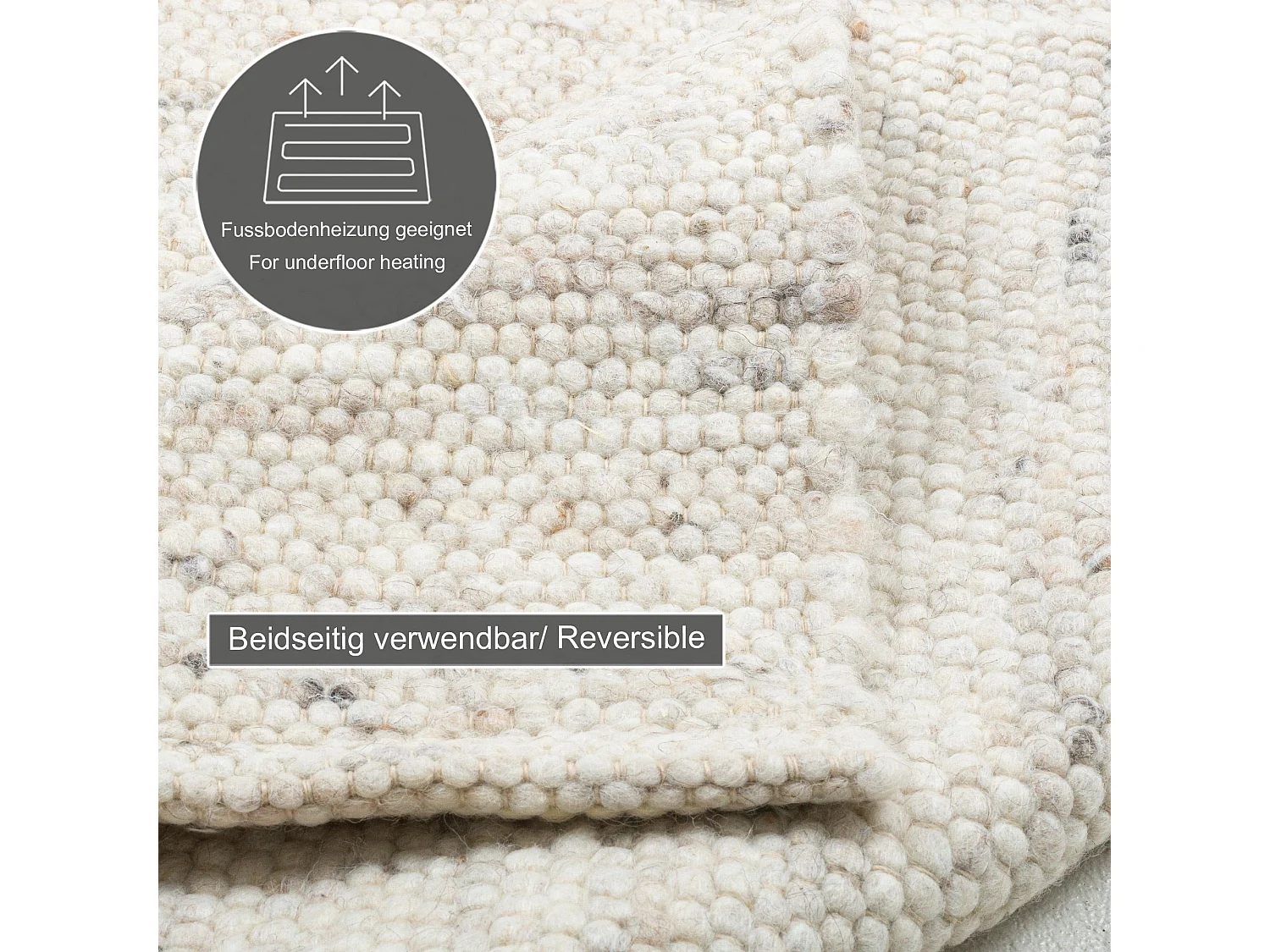 Tapis en laine tissé à la main réversible 250x350 cm natural Alm-Glück