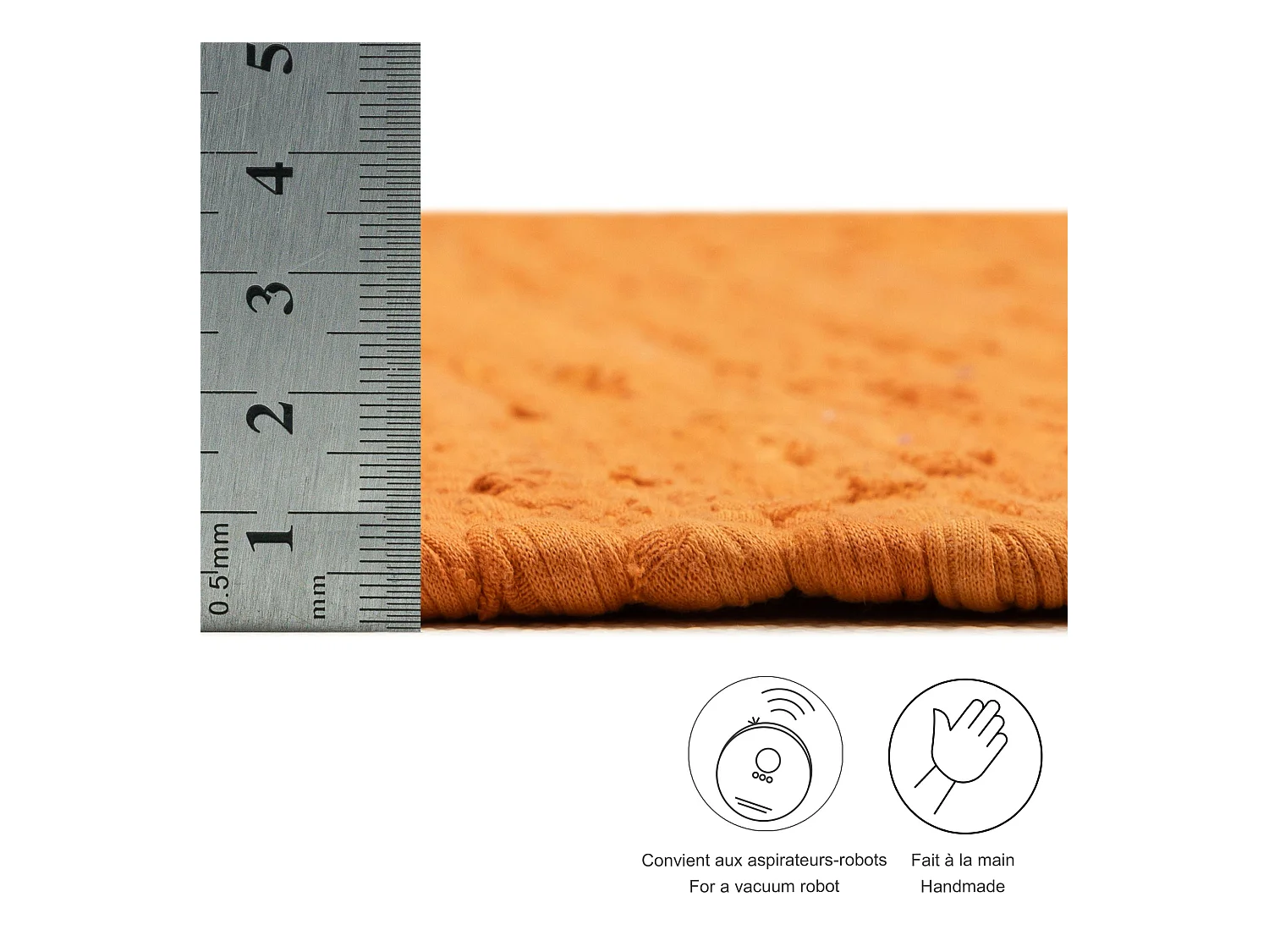 Baumwollteppich handgewebt und wendbar 60x120 cm Terrakotta Happy Cotton