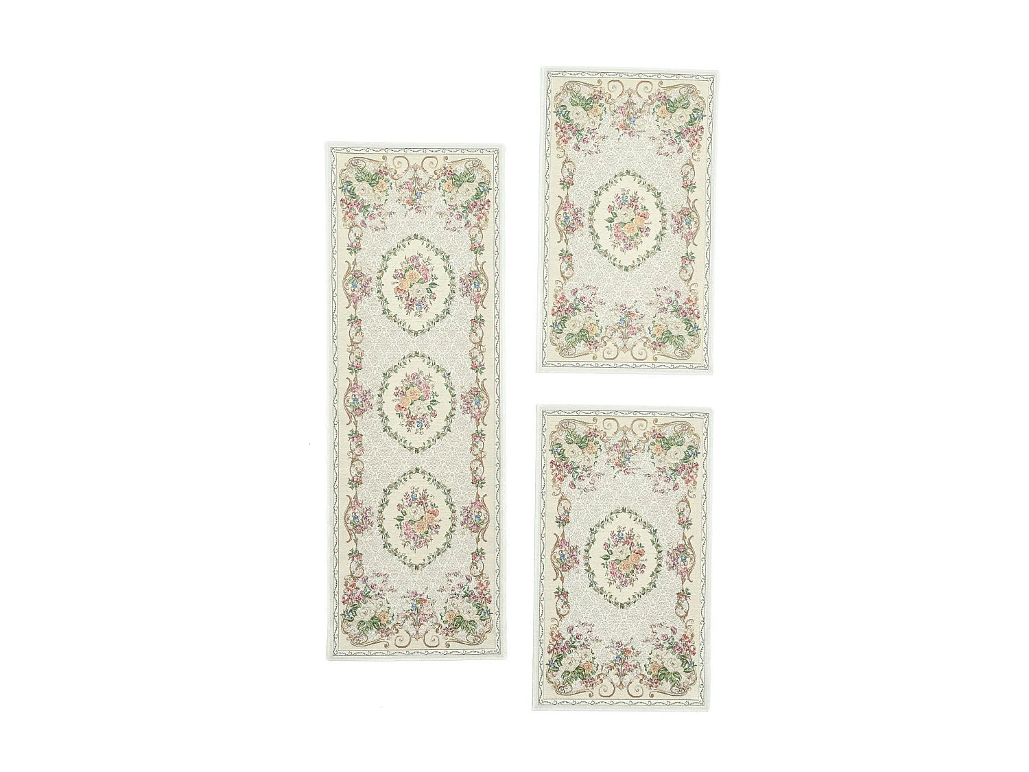 Tapis avec bordure et motif floral 70x440 cm beige Flomi