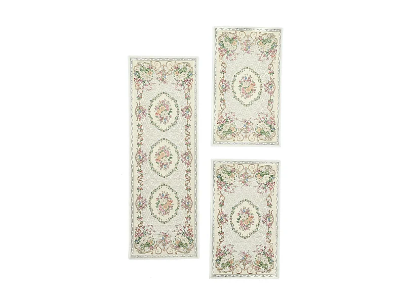 Tapis avec bordure et motif floral 70x440 cm beige Flomi