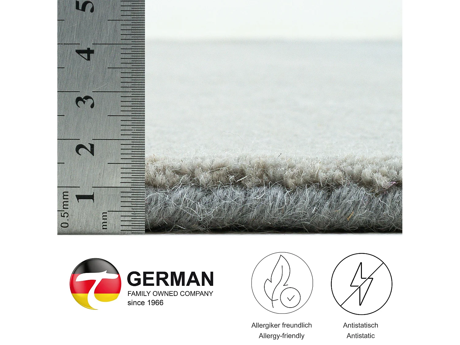 Tapis en laine avec dégradé de couleurs 190x290 cm gris Wool Comfort