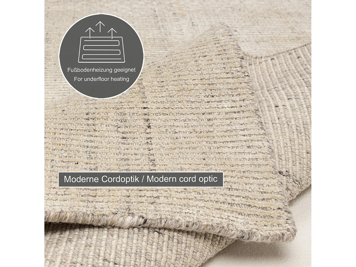 Tapis UNI rayé en viscose et laine 90x160 cm beige Venus