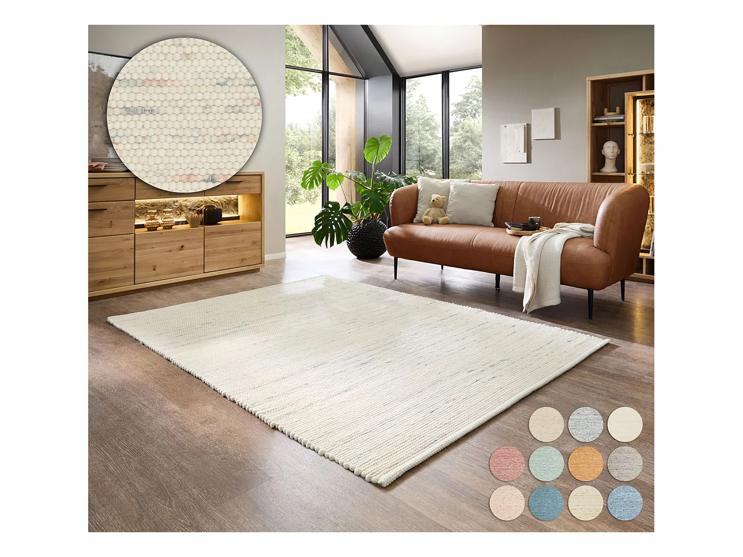 Tapis en laine réversible tissé à la main 70x140 cm multicolor Alpen