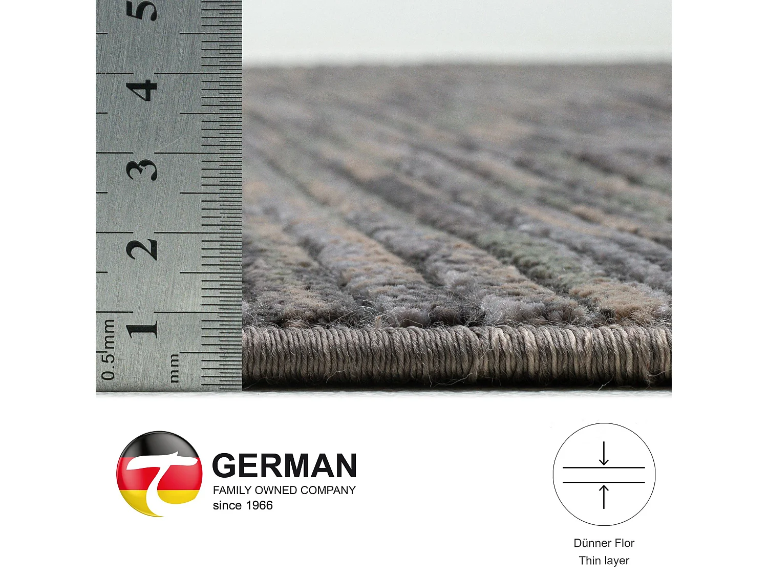 Tapis à tissage plat aspect court 60x130 cm gris foncé Corduletta