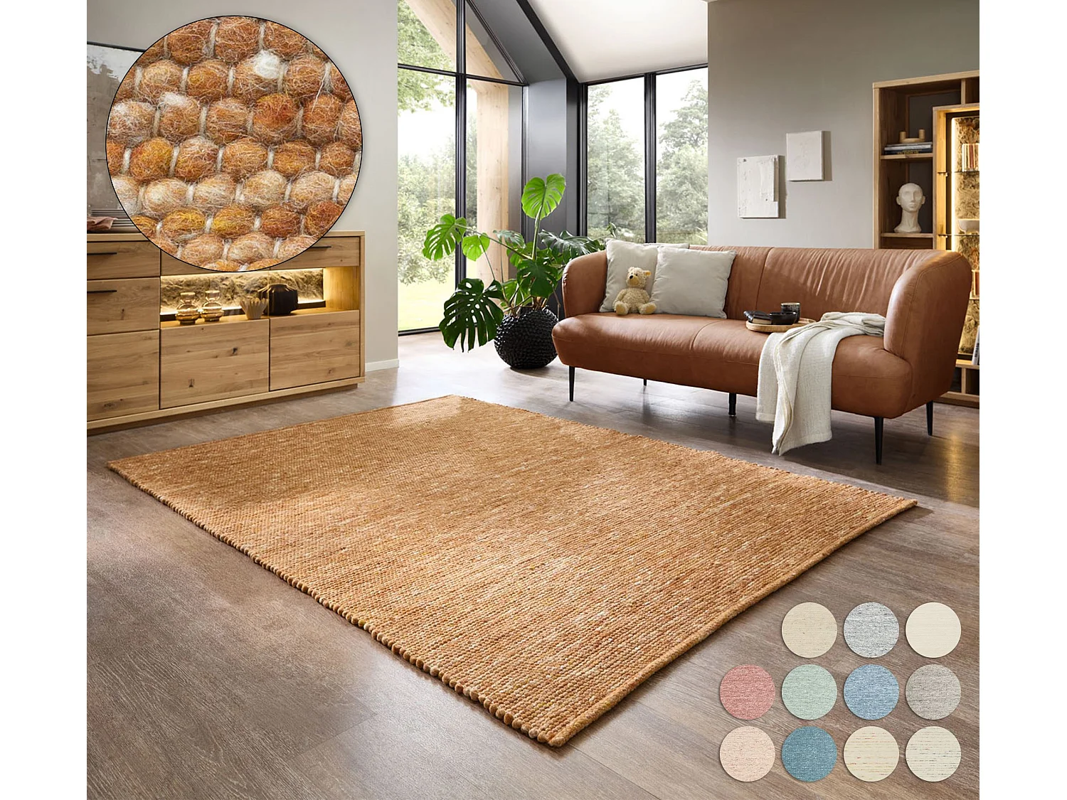 Tapis en laine réversible tissé à la main 70x140 cm terra Alpen