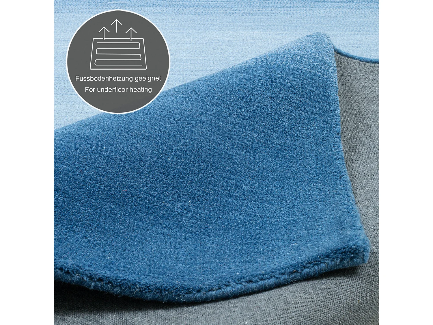 Teppich aus Wolle mit Farbverlauf 90x160 cm Blau Wool Comfort