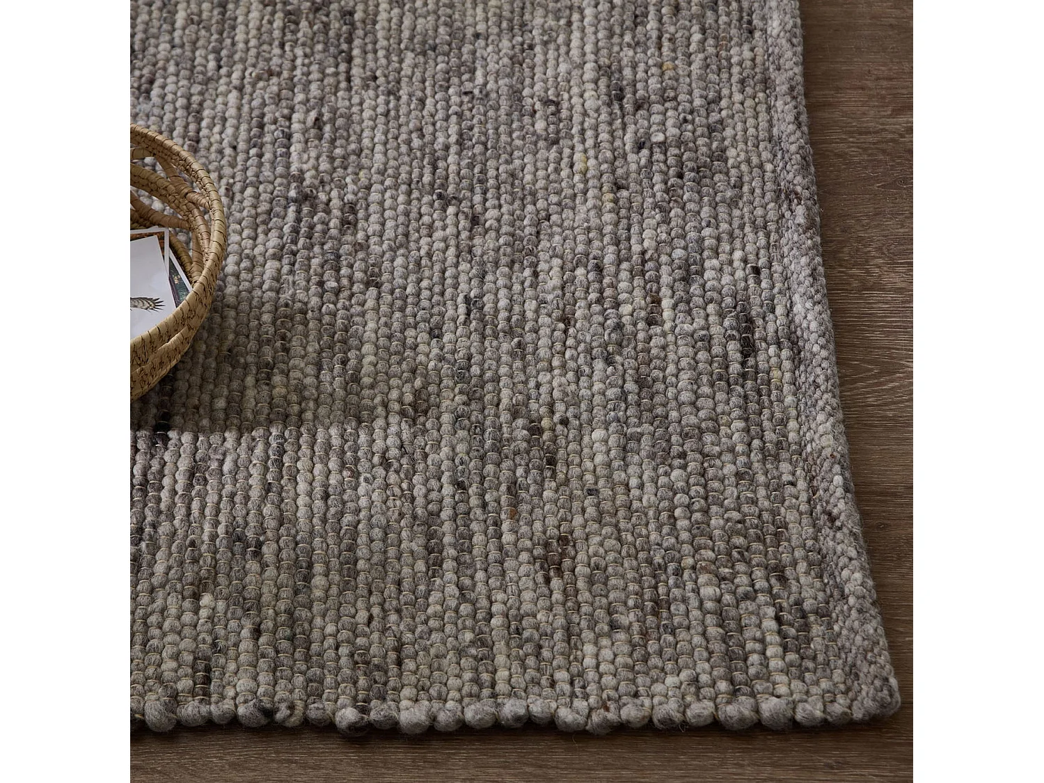 Tapis en laine réversible tissé à la main 70x140 cm natural gris Alpen