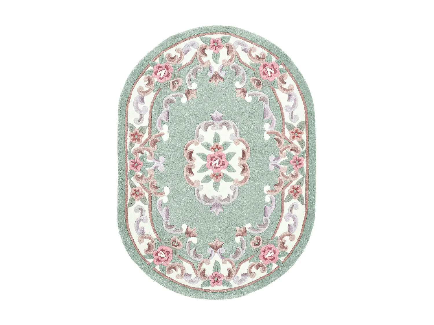 Tapis tufté à la main avec bordure, style Aubusson  120x170 cm vert Ming