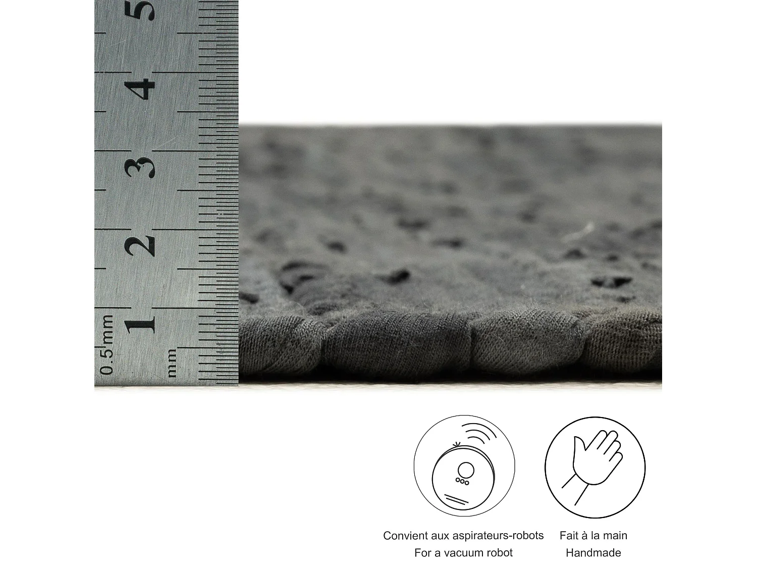 Tapis en coton tissé à la main et réversible 160x230 cm anthracite Happy Cotton