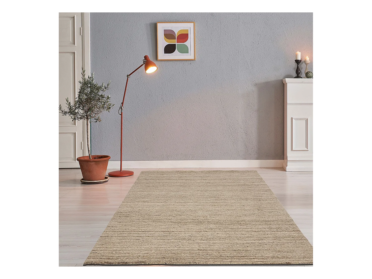 Alfombra de lana UNI tejida a mano 150x150 cm Beige natural Pure