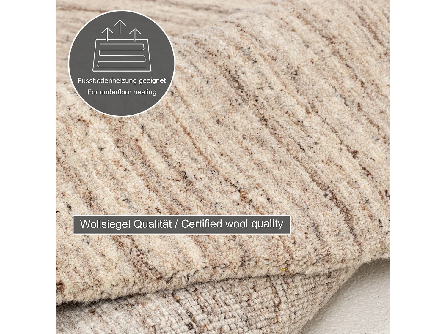 Tapis en laine UNI tissé à la main 150x150 cm natural beige Pure