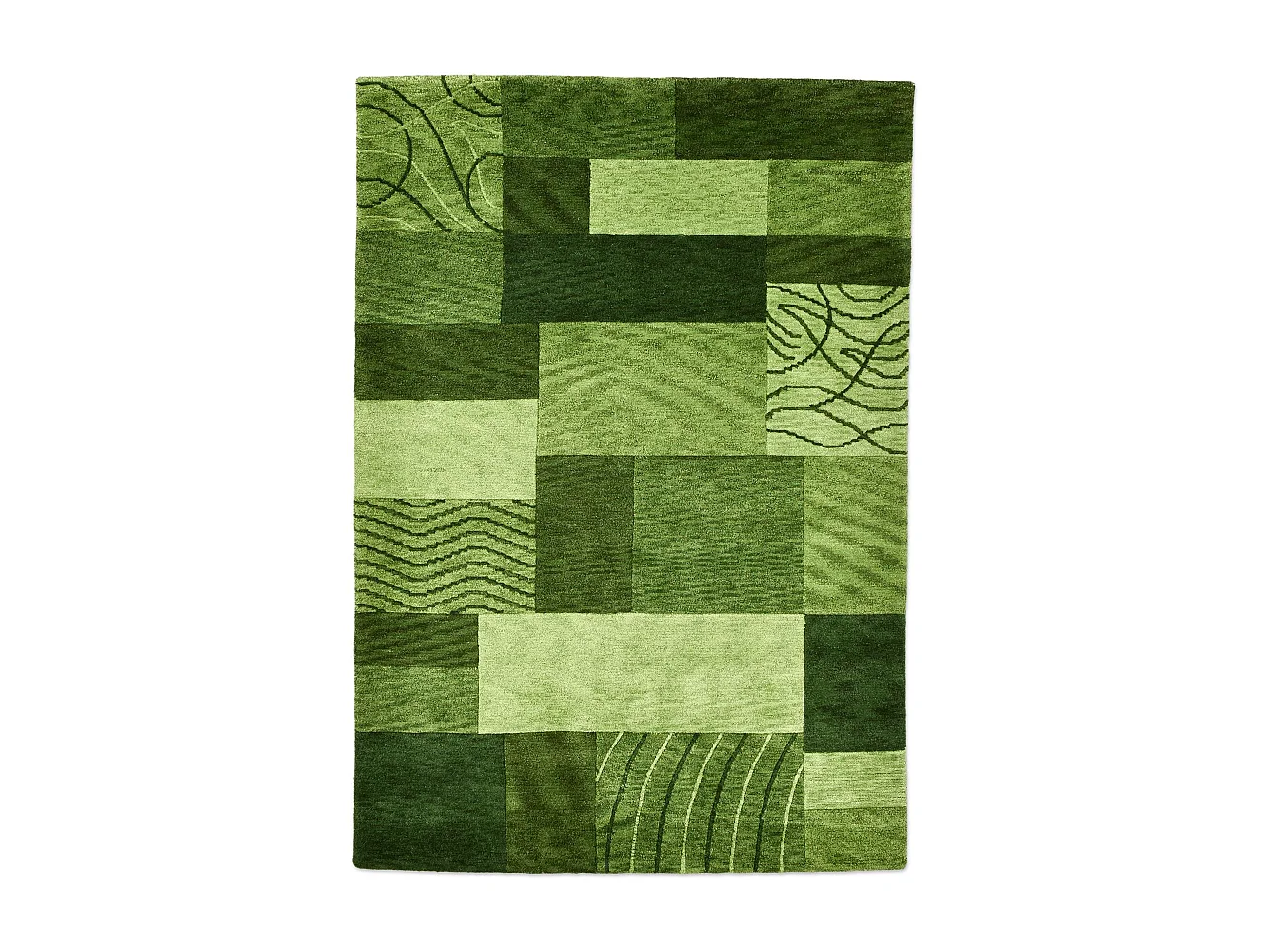 Tapis en laine noué à la main, style patchwork  300x400 cm vert Domas