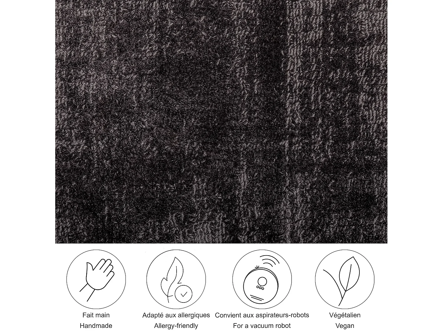 Tapis tissé à la main en viscose40x60 cm anthracite Star