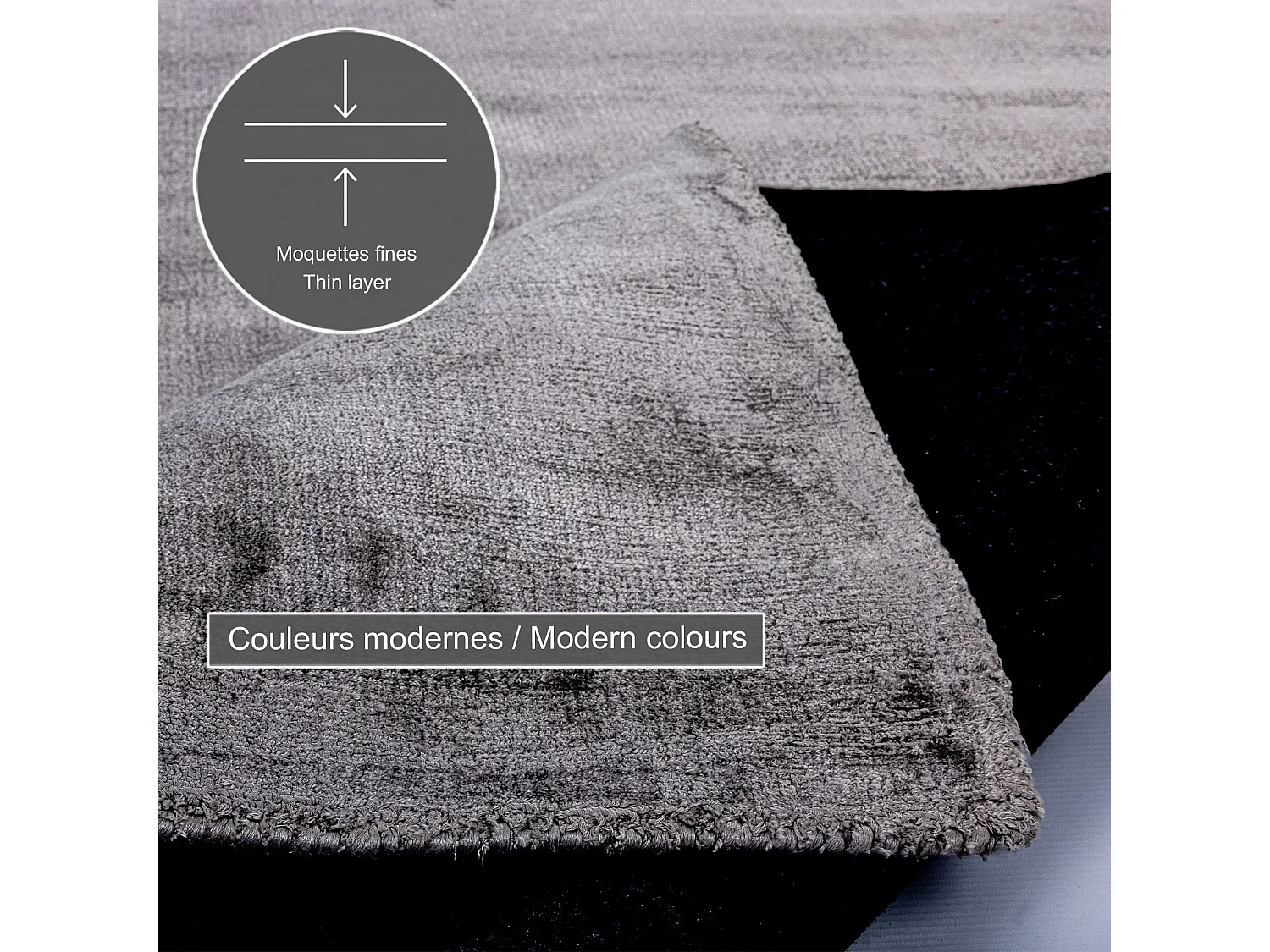 Tapis tissé à la main en viscose40x60 cm anthracite Star