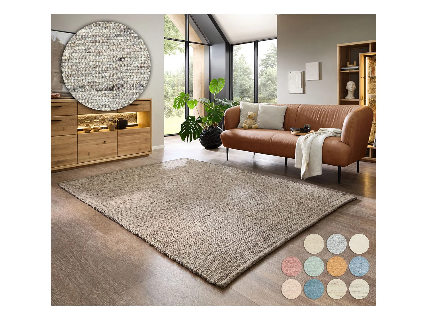 Alfombra de lana reversible tejida a mano 190x290 cm Marrón Multi Alpen