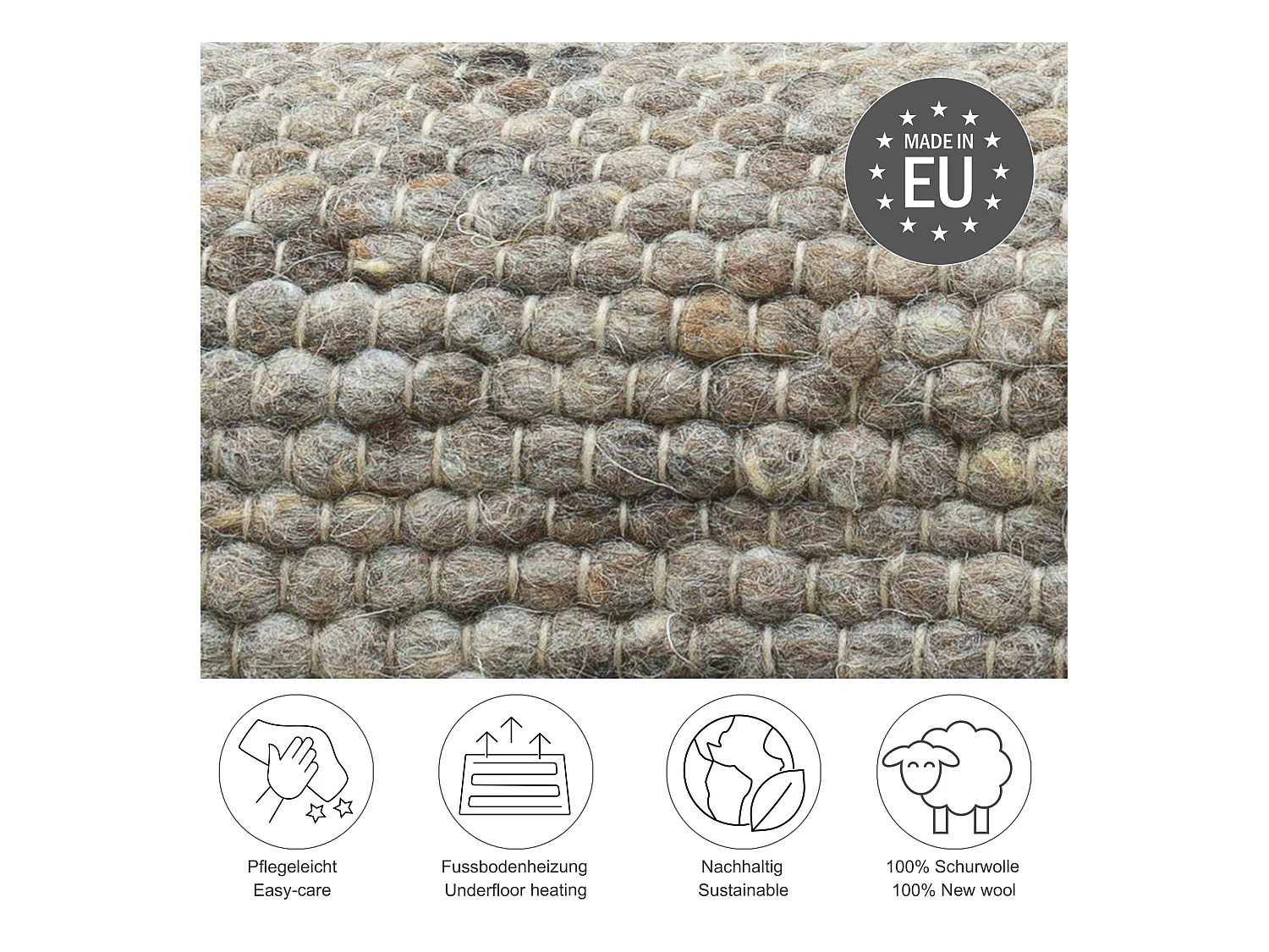 Alfombra de lana reversible tejida a mano 190x290 cm Marrón Multi Alpen