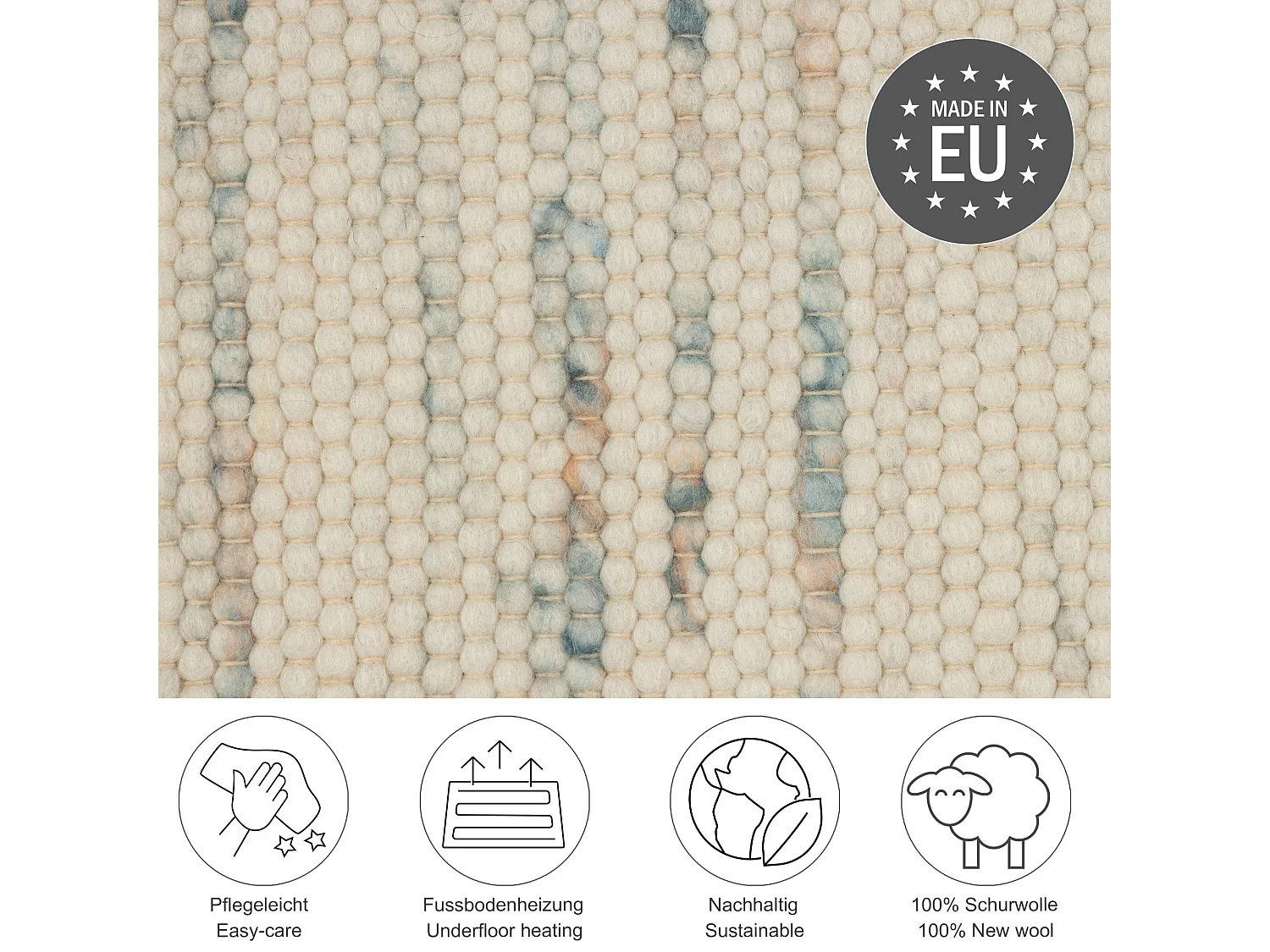 Tapis en laine réversible tissé à la main 90x160 cm multicolor Alpen