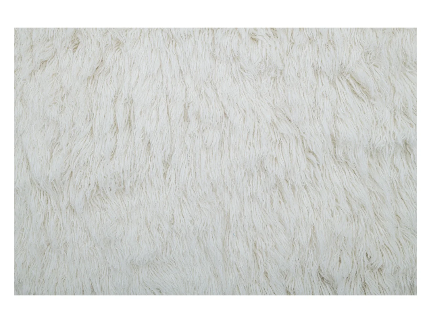 Handgewebter Naturwollshaggy 140x190 cm Weiß Fluffy