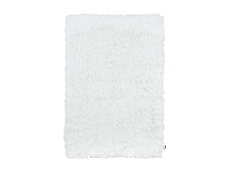 Handgewebter Naturwollshaggy 140x190 cm Weiß Fluffy