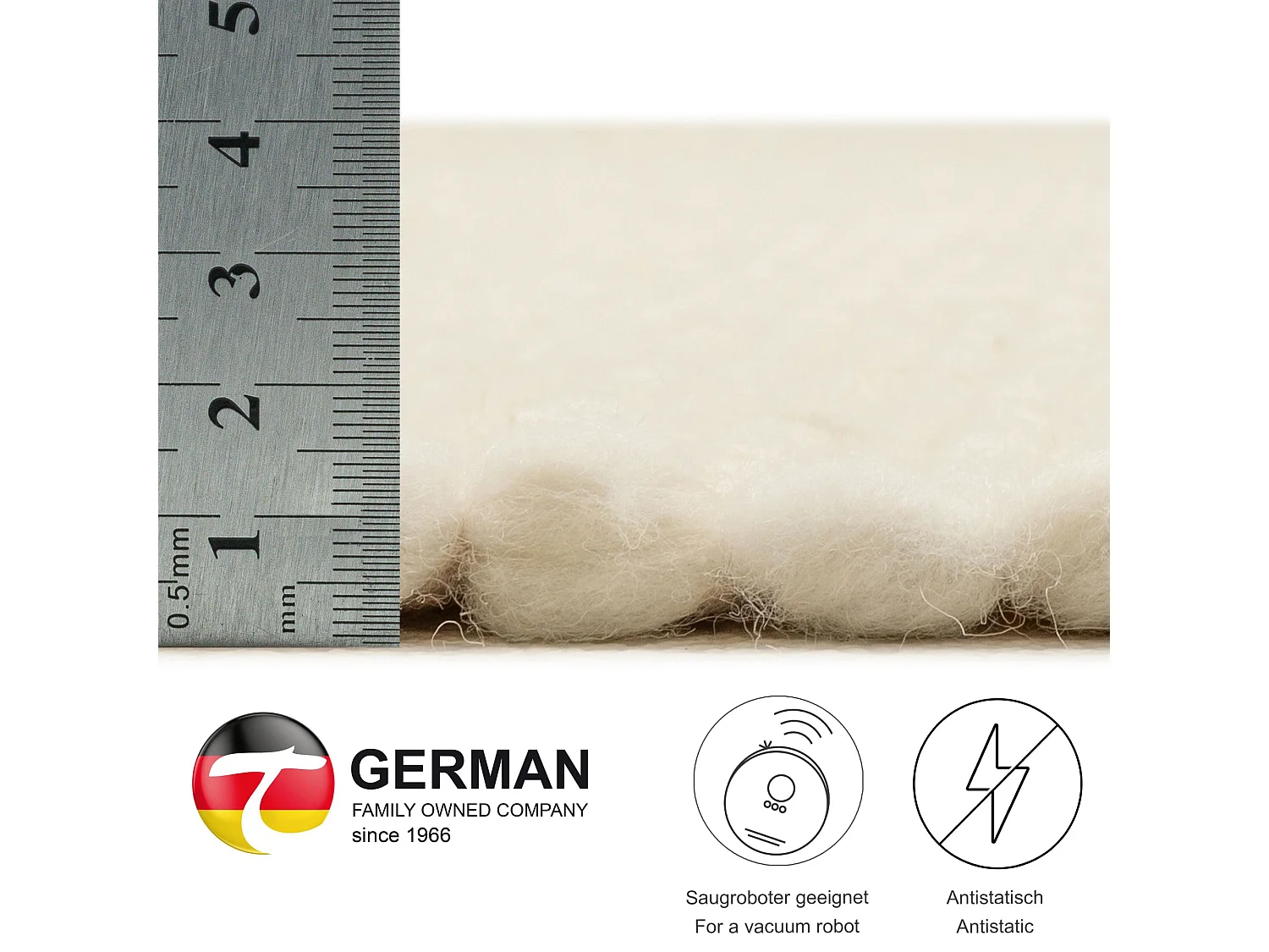 Wollteppich handgewebt wendbar 200x250 cm Woll Weiß Alm-Glück