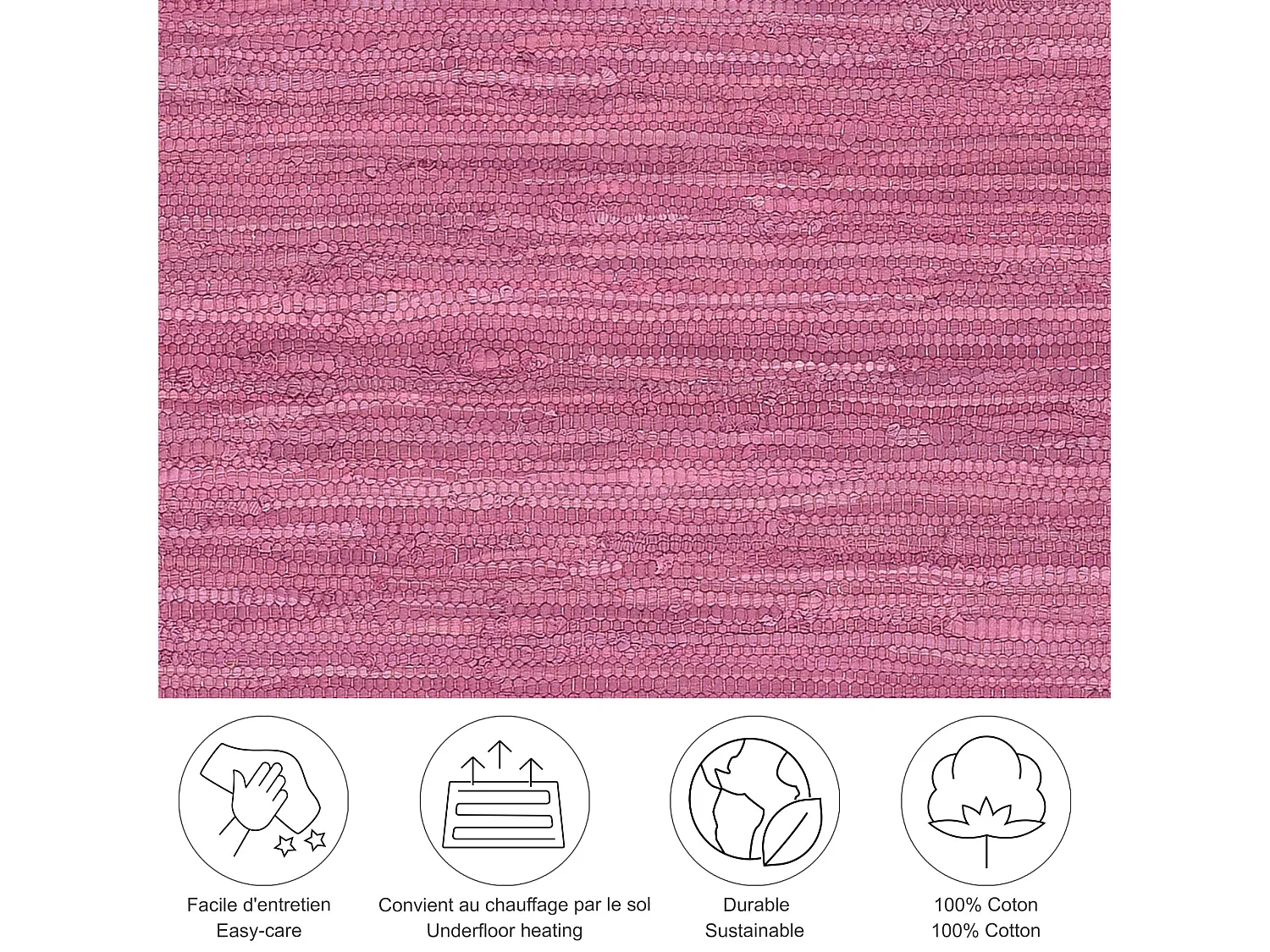 Alfombra de algodón tejida a mano y reversible 160x230 cm Fuchisa Happy Cotton