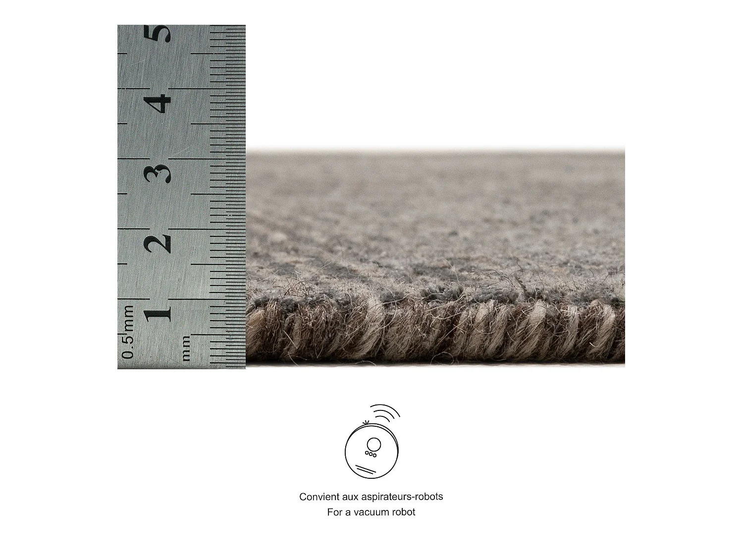 Tapis UNI rayé en viscose et laine 120x120 cm anthracite Venus