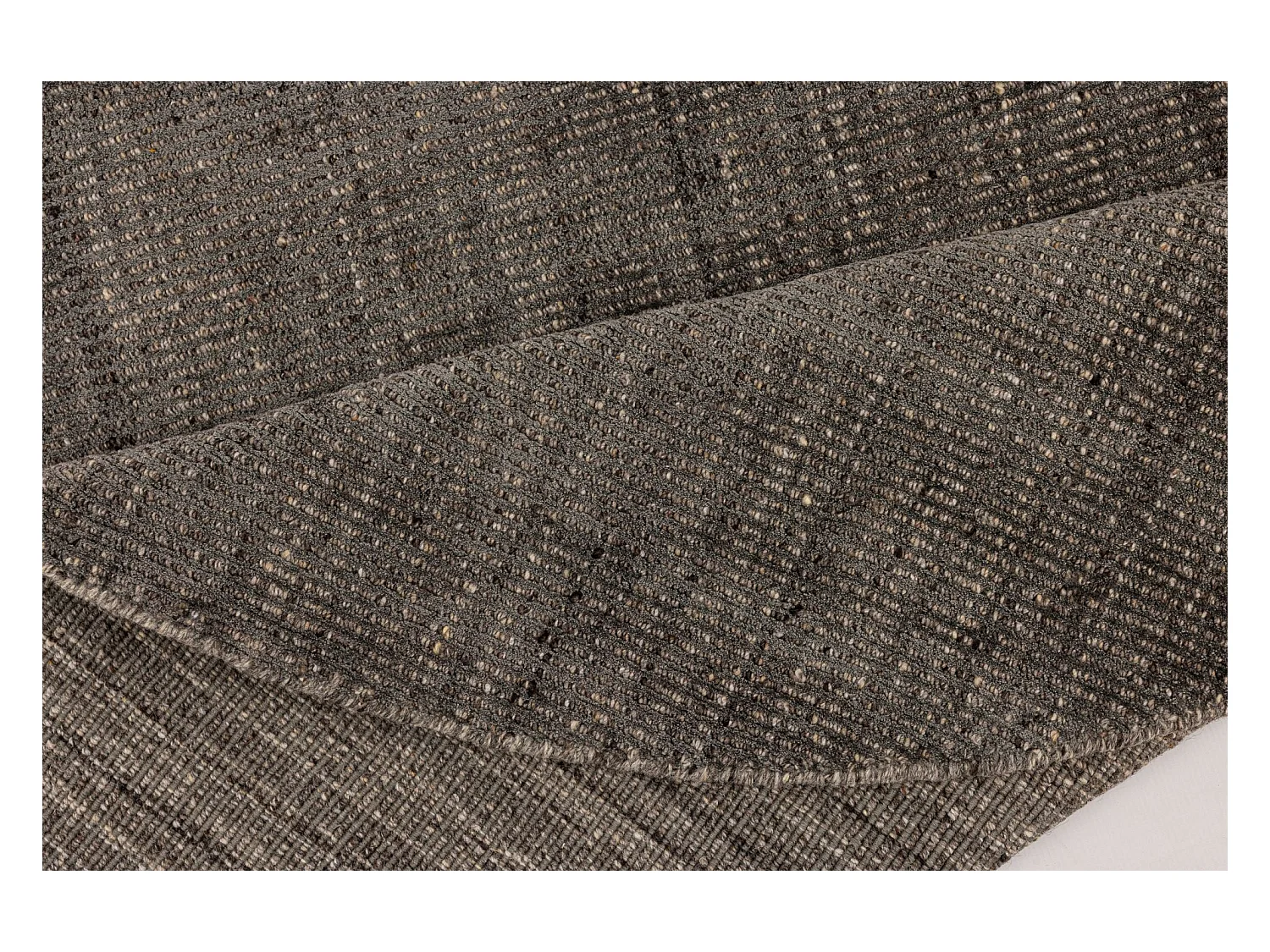 Gestreifter UNI Teppich aus Viskose und Wolle 120x120 cm Anthrazit Venus
