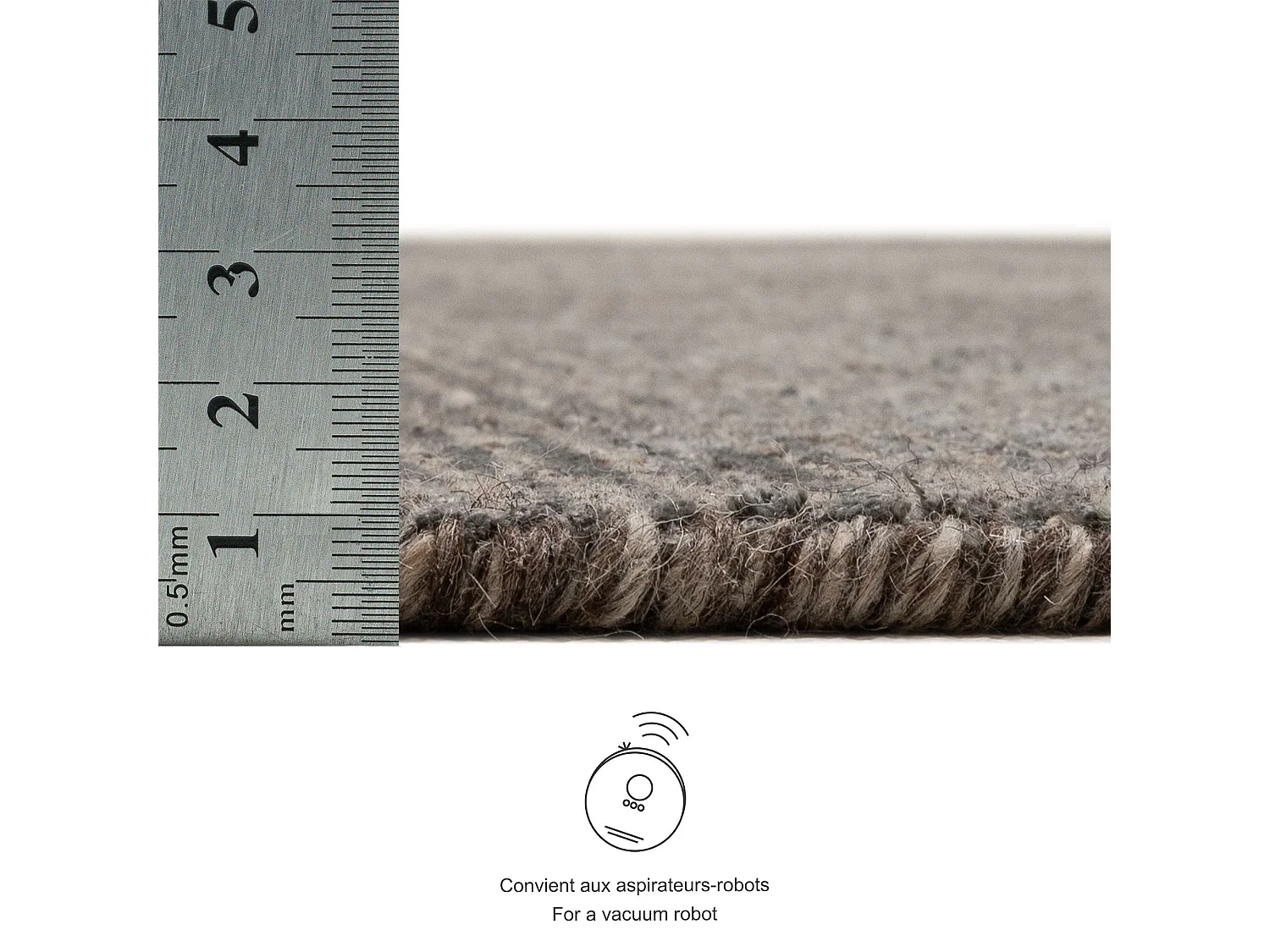 Tapis UNI rayé en viscose et laine 120x120 cm anthracite Venus