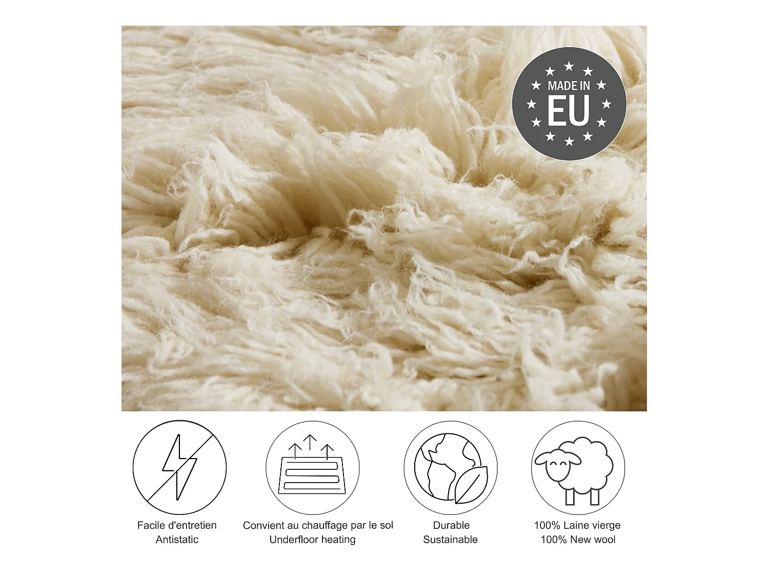 Tapis Flokati provenant de Grèce 70x620 cm natural Flokos 2450