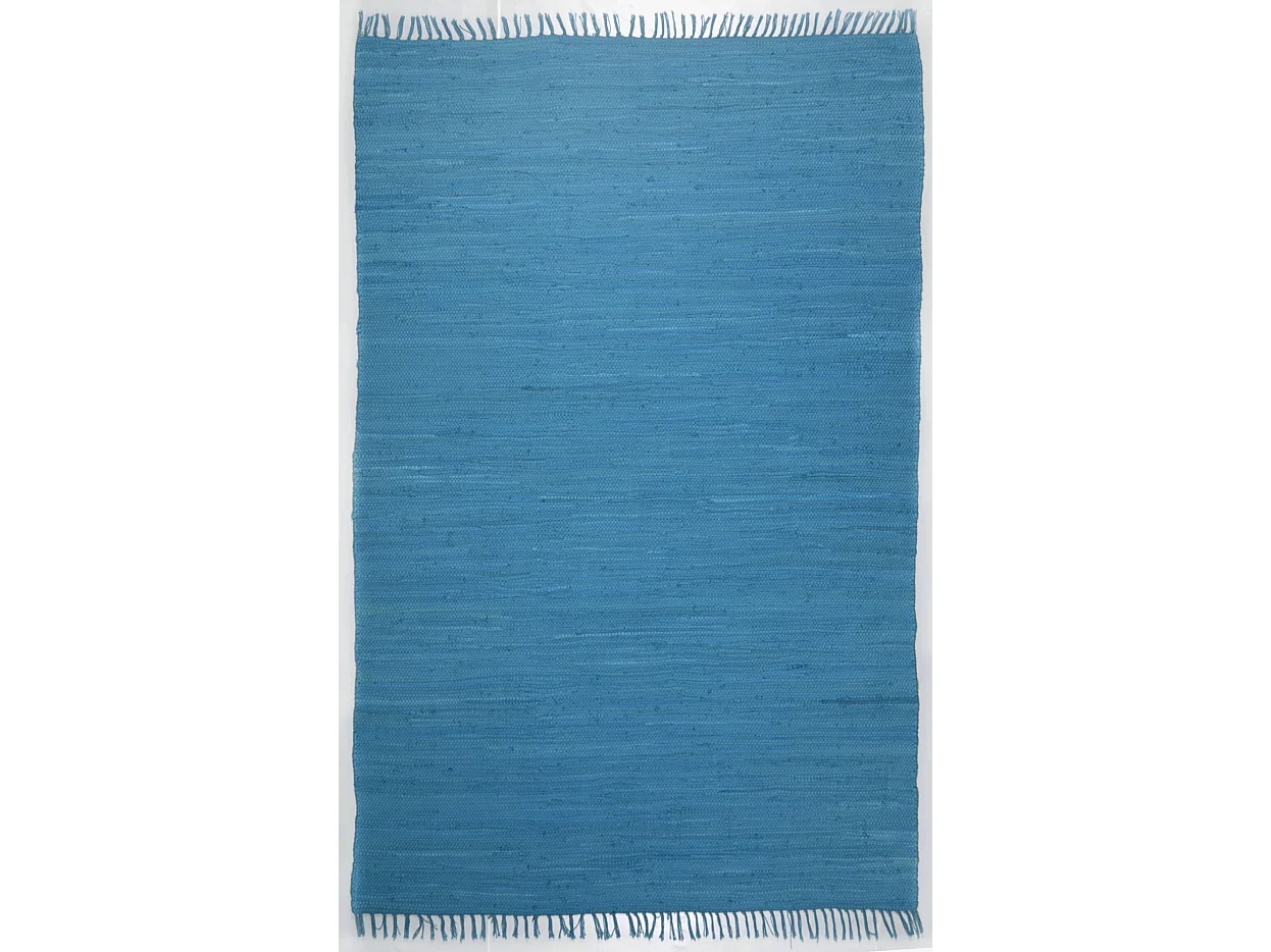 Alfombra de algodón tejida a mano y reversible 160x230 cm Turquesa Happy Cotton