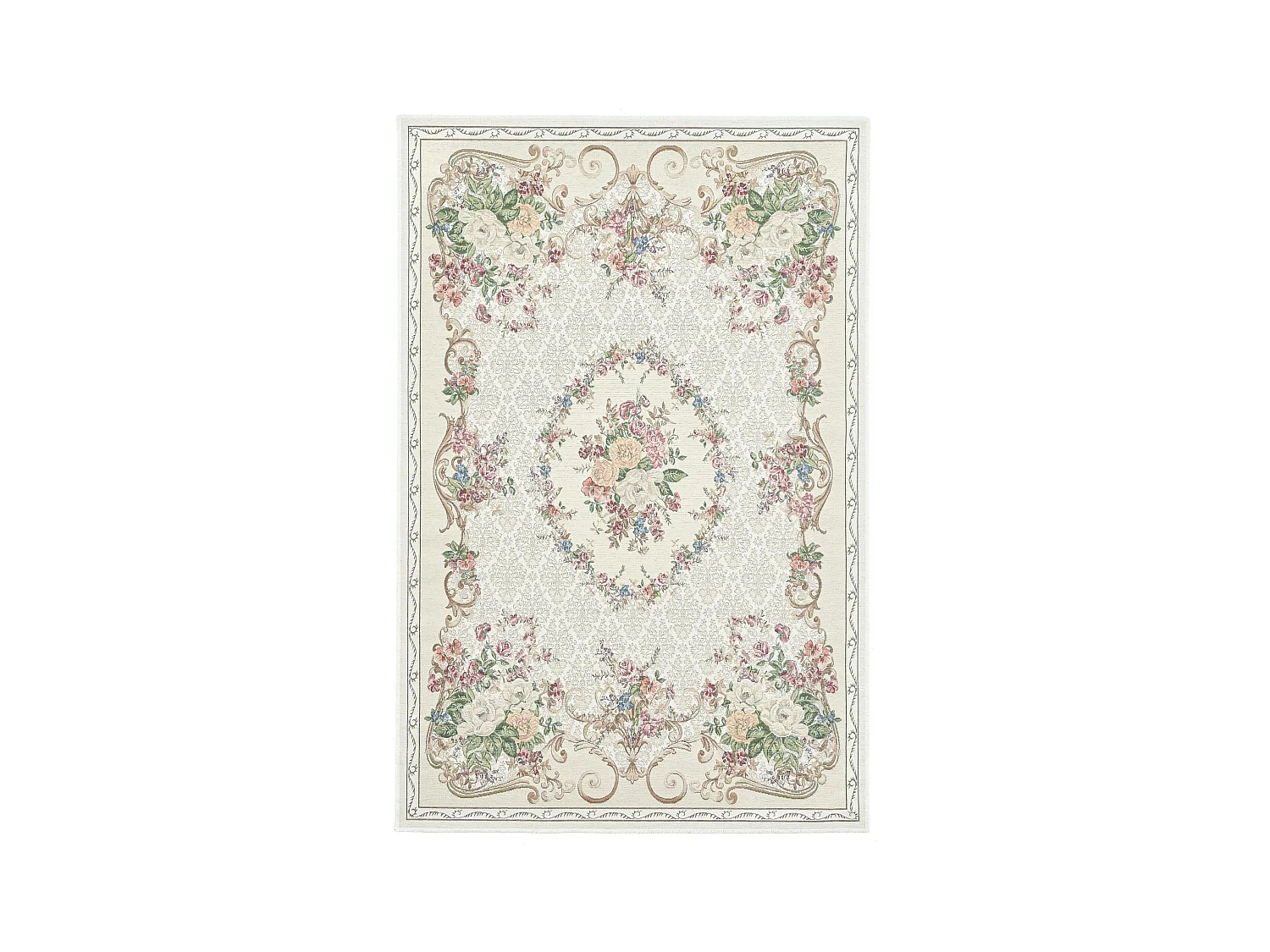 Teppich mit Bordüre und Blumenmuster 70x120 cm Beige Flomi