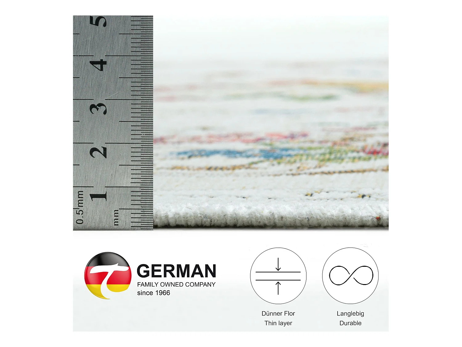 Teppich mit Bordüre und Blumenmuster 70x120 cm Beige Flomi