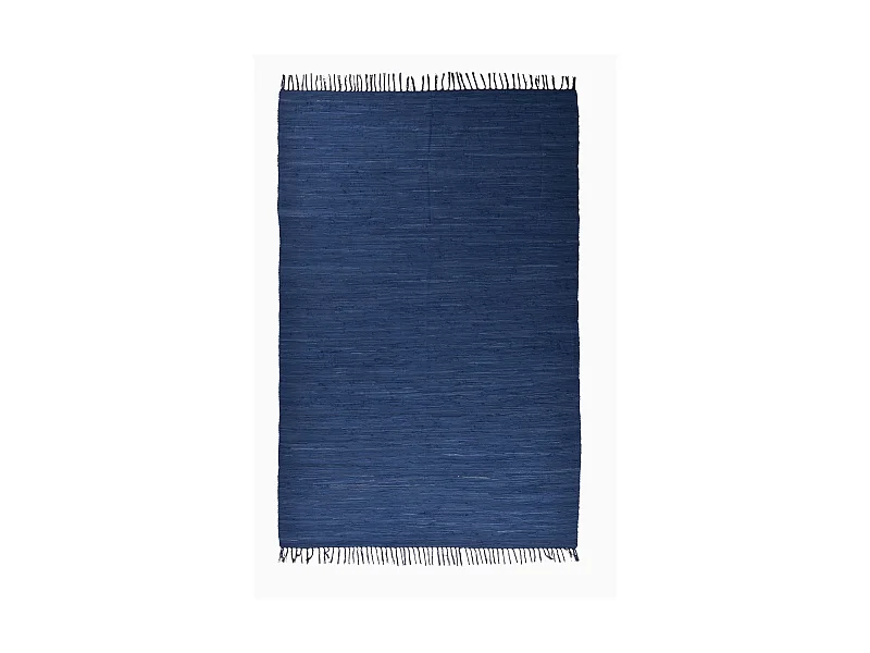 Baumwollteppich handgewebt und wendbar 90x160 cm Blau Happy Cotton