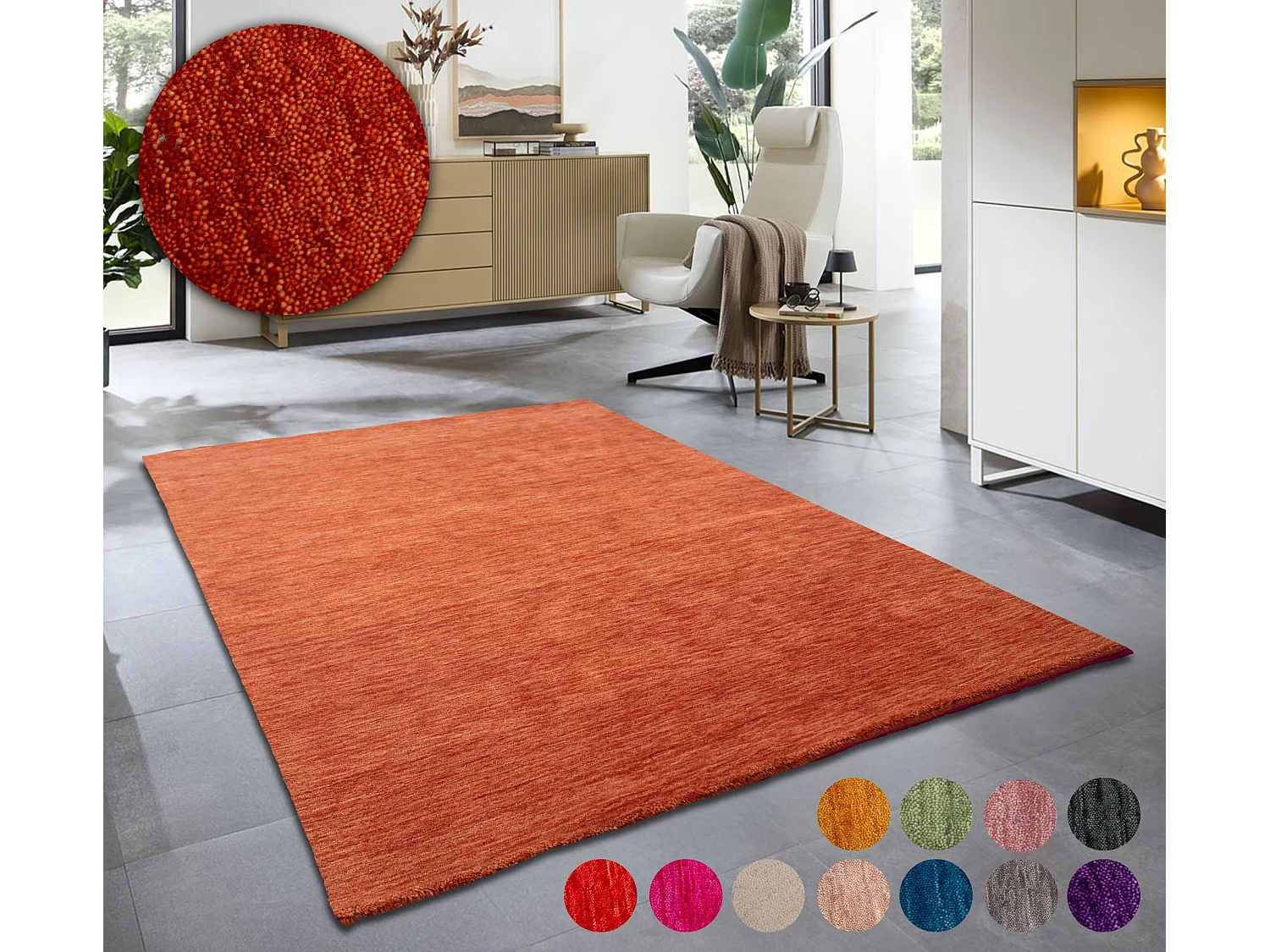 Tapis UNI tissé à la main  60x90 cm terra Holi
