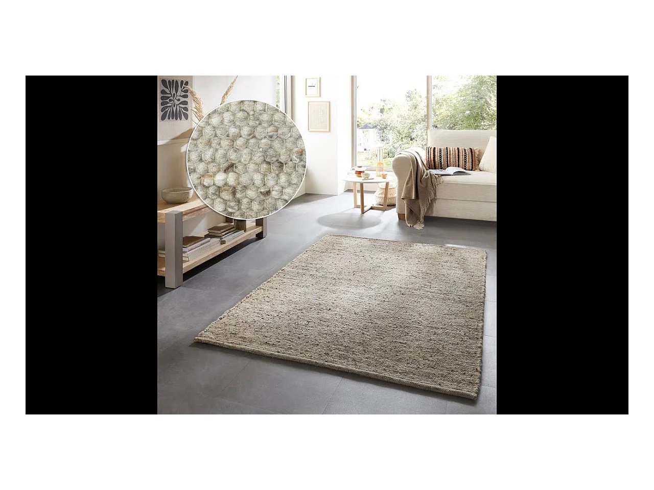 Tapis en laine tissé à la main réversible 60x90 cm sable multi Alm-Glück