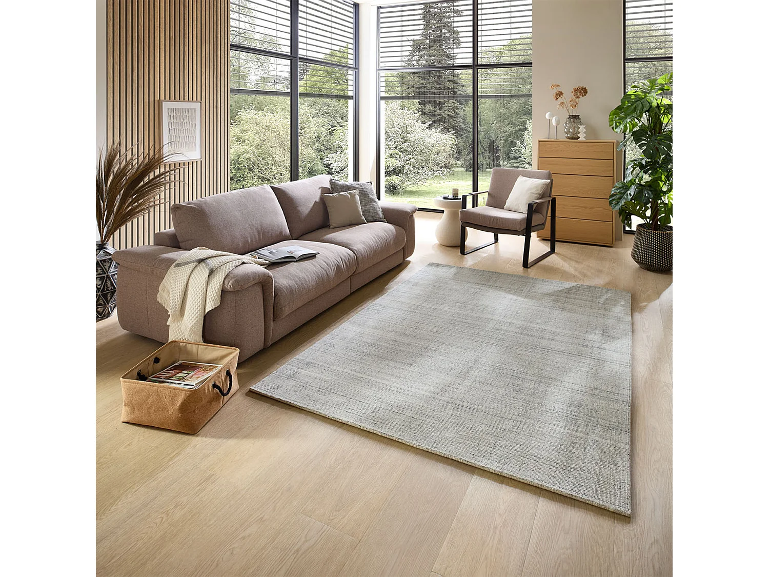 Tapis Hygge en viscose et laine  190x290 cm argent Boston