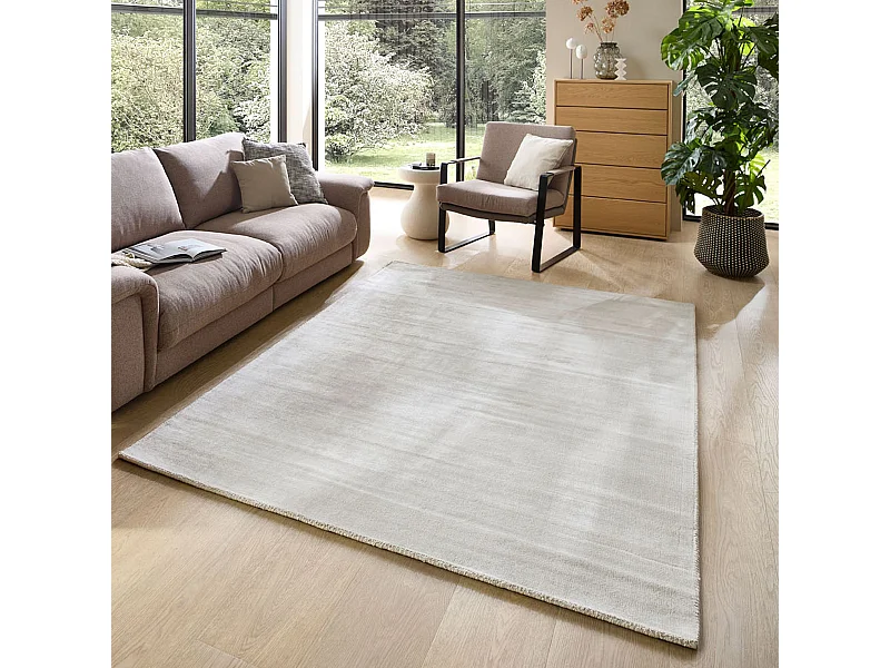 Tapis tissé à la main en viscose70x140 cm crème Star