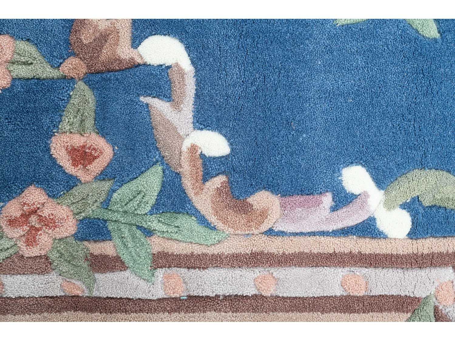 Tapis tufté à la main avec bordure, style Aubusson  240x340 cm bleu Ming