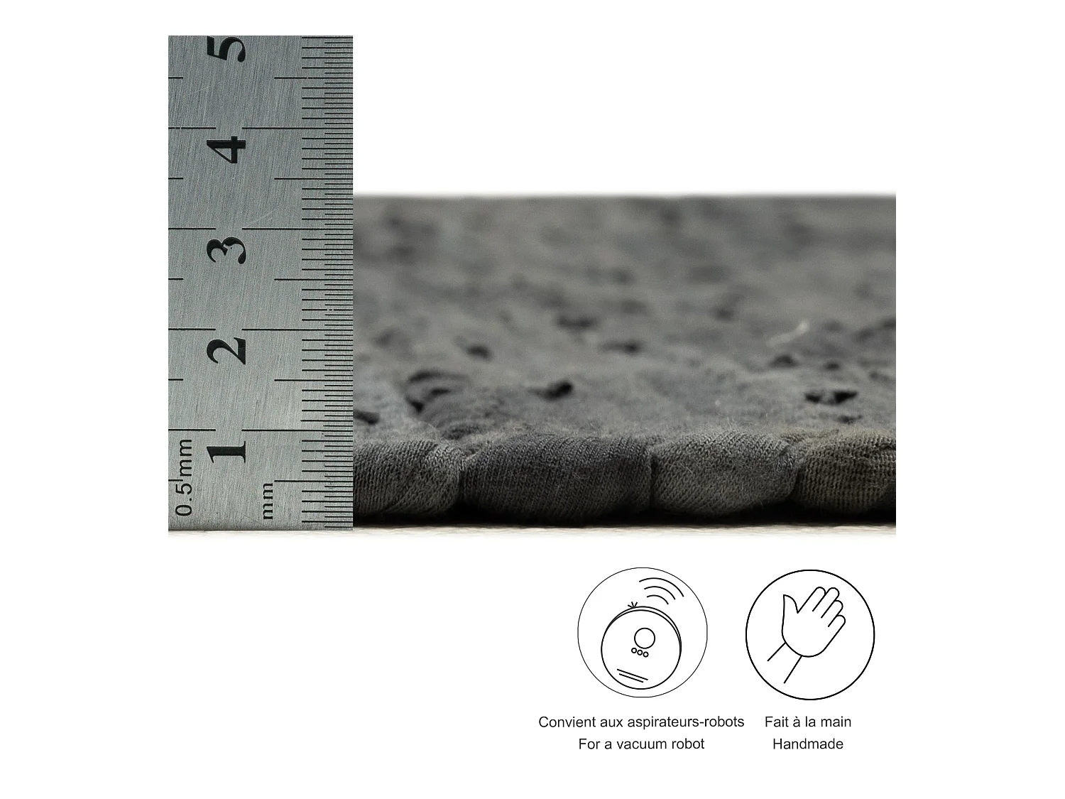 Alfombra de algodón tejida a mano y reversible 60x120 cm Antracita Happy Cotton