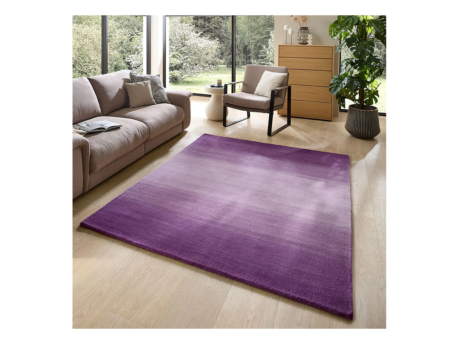 Teppich aus Wolle mit Farbverlauf 160x230 cm Lila Wool Comfort