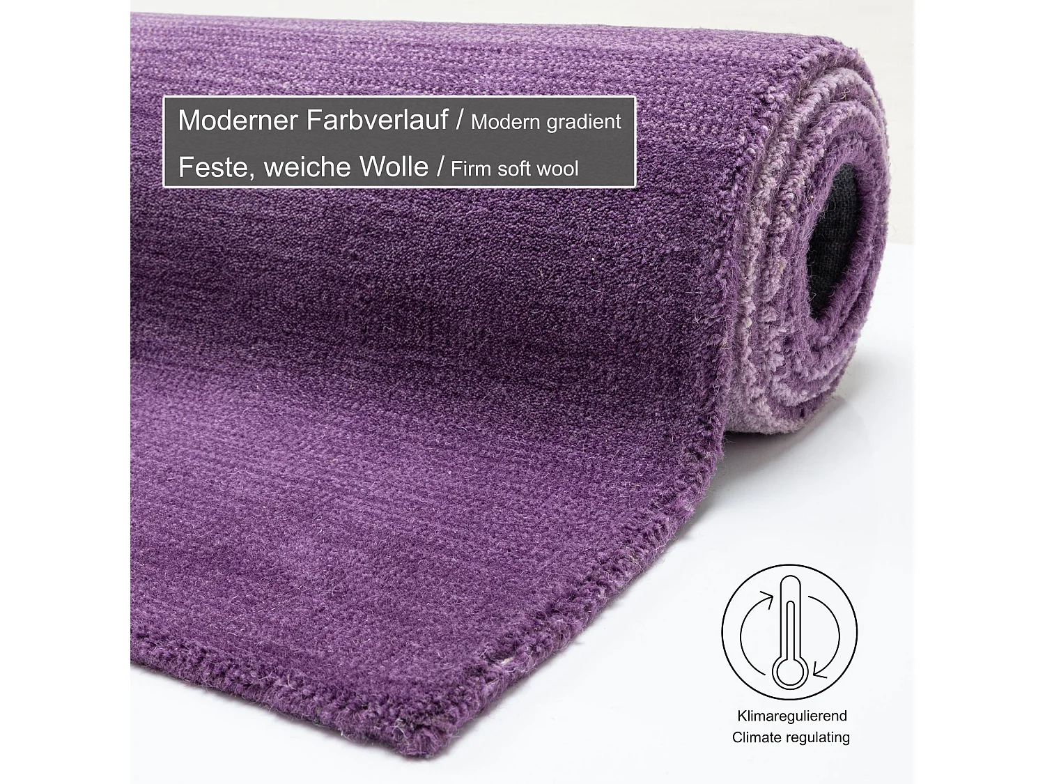 Tapis en laine avec dégradé de couleurs 160x230 cm violette Wool Comfort