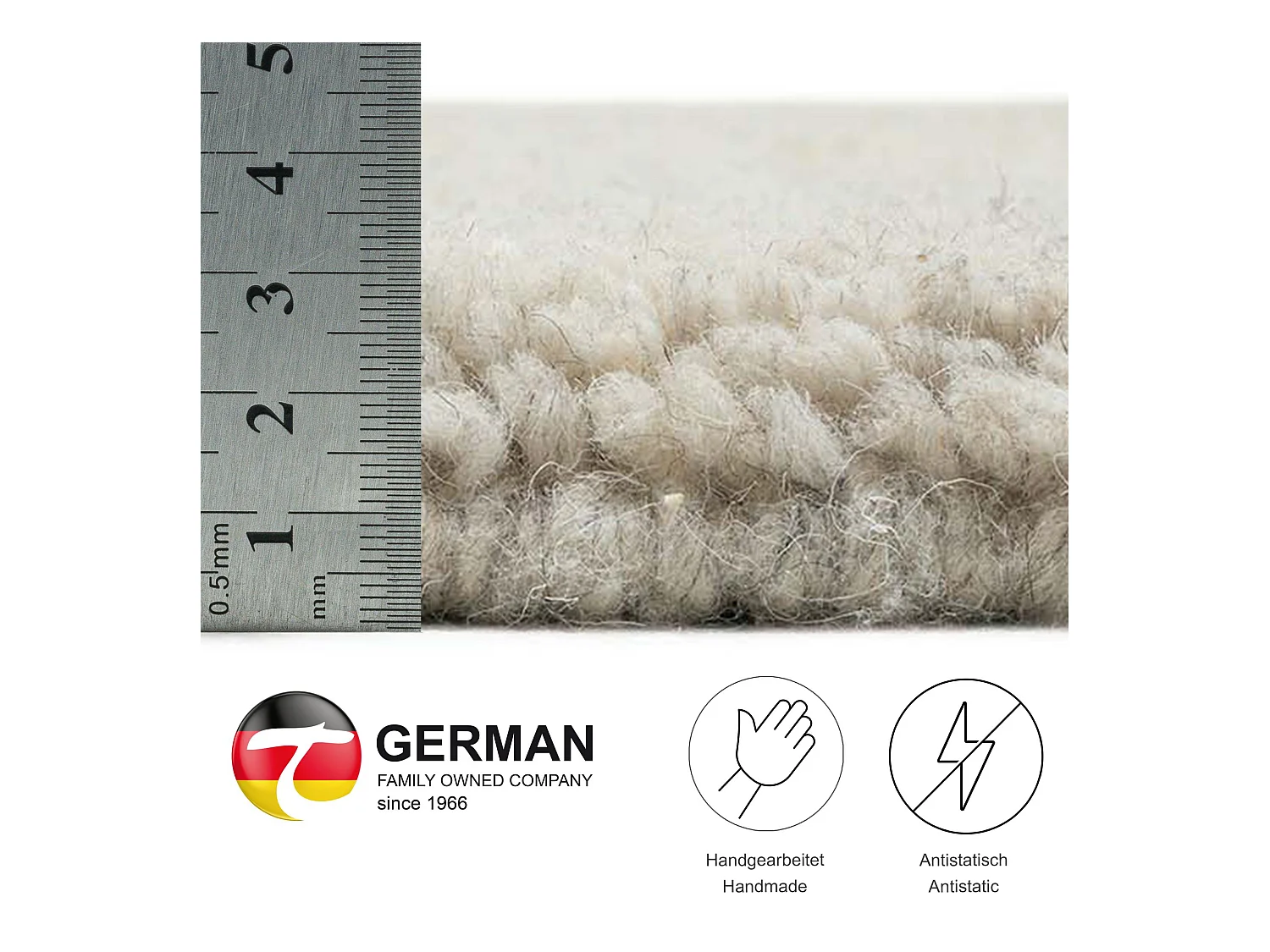 Handgeknüpfter Berberteppich aus Wolle 60x120 cm Sand Hadj