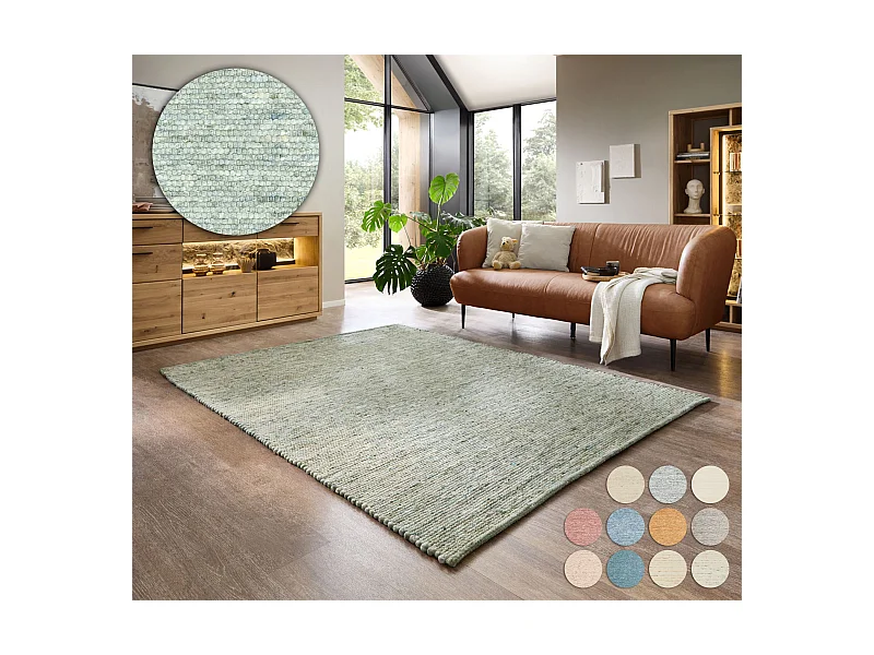 Alfombra de lana reversible tejida a mano 120x180 cm Verde Alpen