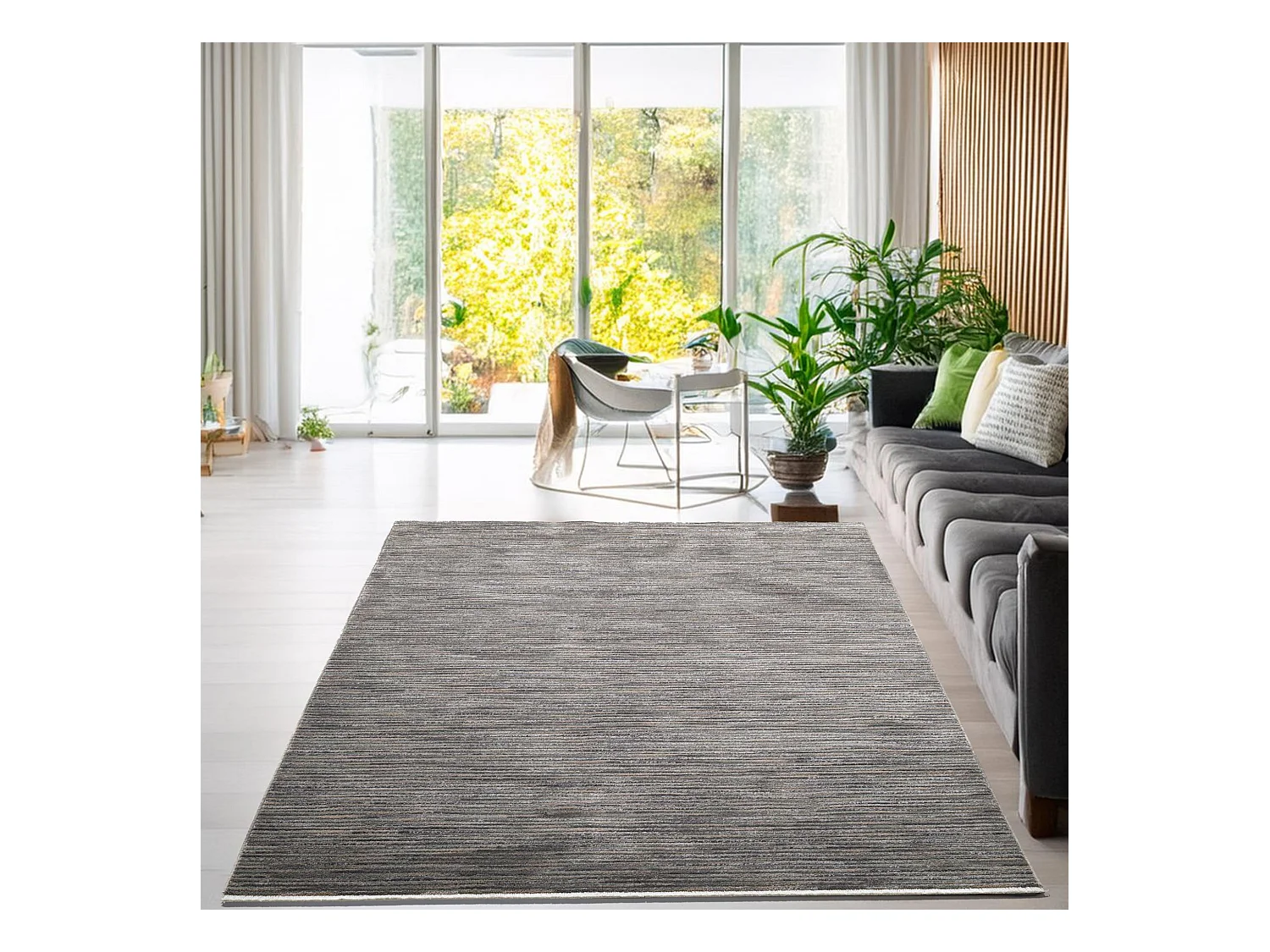 Flachgewebeteppich in Kort-Optik 240x290 cm Dunkelgrau Corduletta