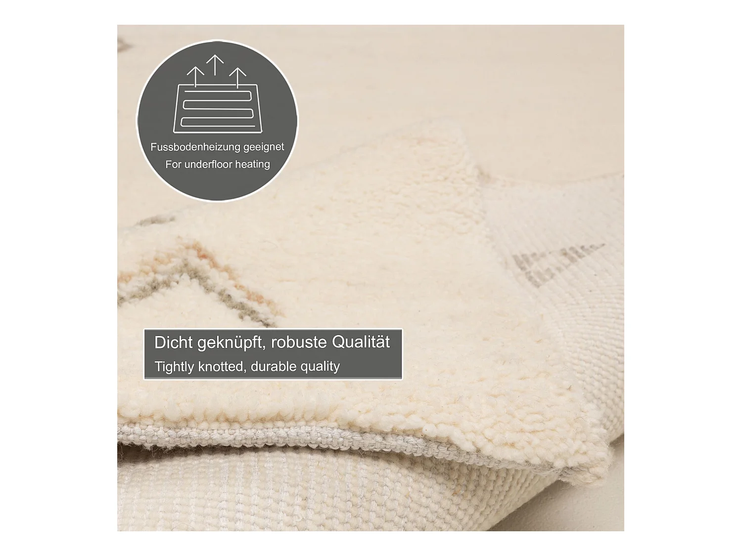 Tapis berbère noué à la main en laine 250x350 cm blanc Hadj