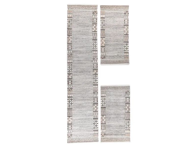 Tappeto in lana annodato a mano 70x620 cm grigio naturale Nakarta