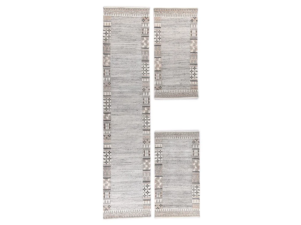 Tapis en laine noué à la main 70x620 cm natural gris Nakarta